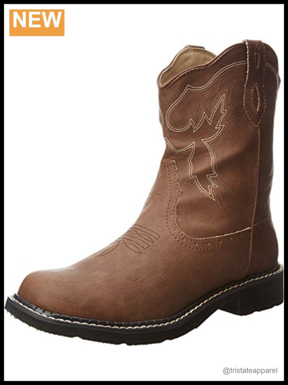 Roper Women's Chunk Rider Embroidered Round Toe Cowboy Boots Faux Leather